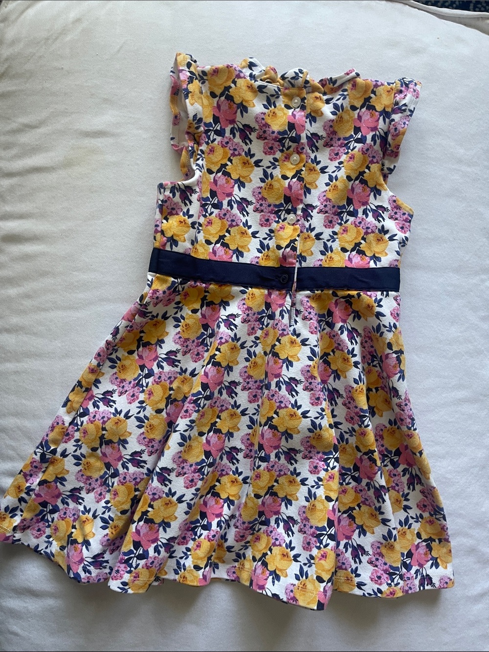 Janie and Jack White Girls 5 Floral Dress with Yellow and Pink Roses - Picture 6 of 9